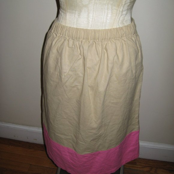 J.Crew beige pink linen cotton button front fully lined skirt - Picture 6 of 7